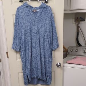 Chico's Blue Paisley Print Button-Front Top